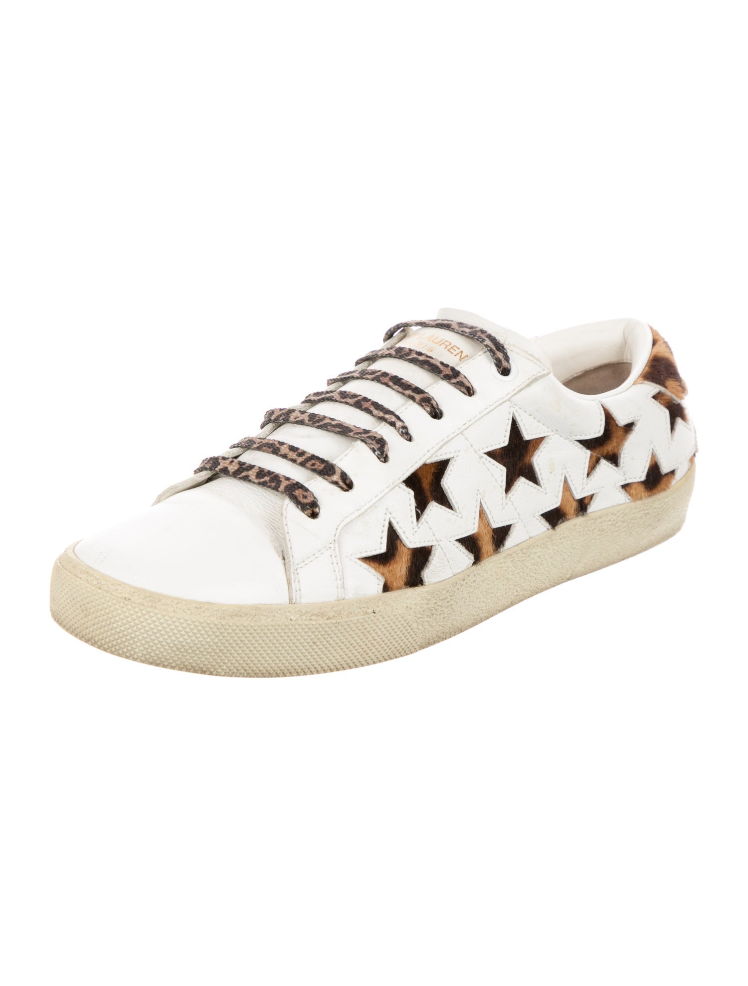 Saint Laurent Leather Animal Print Sneakers