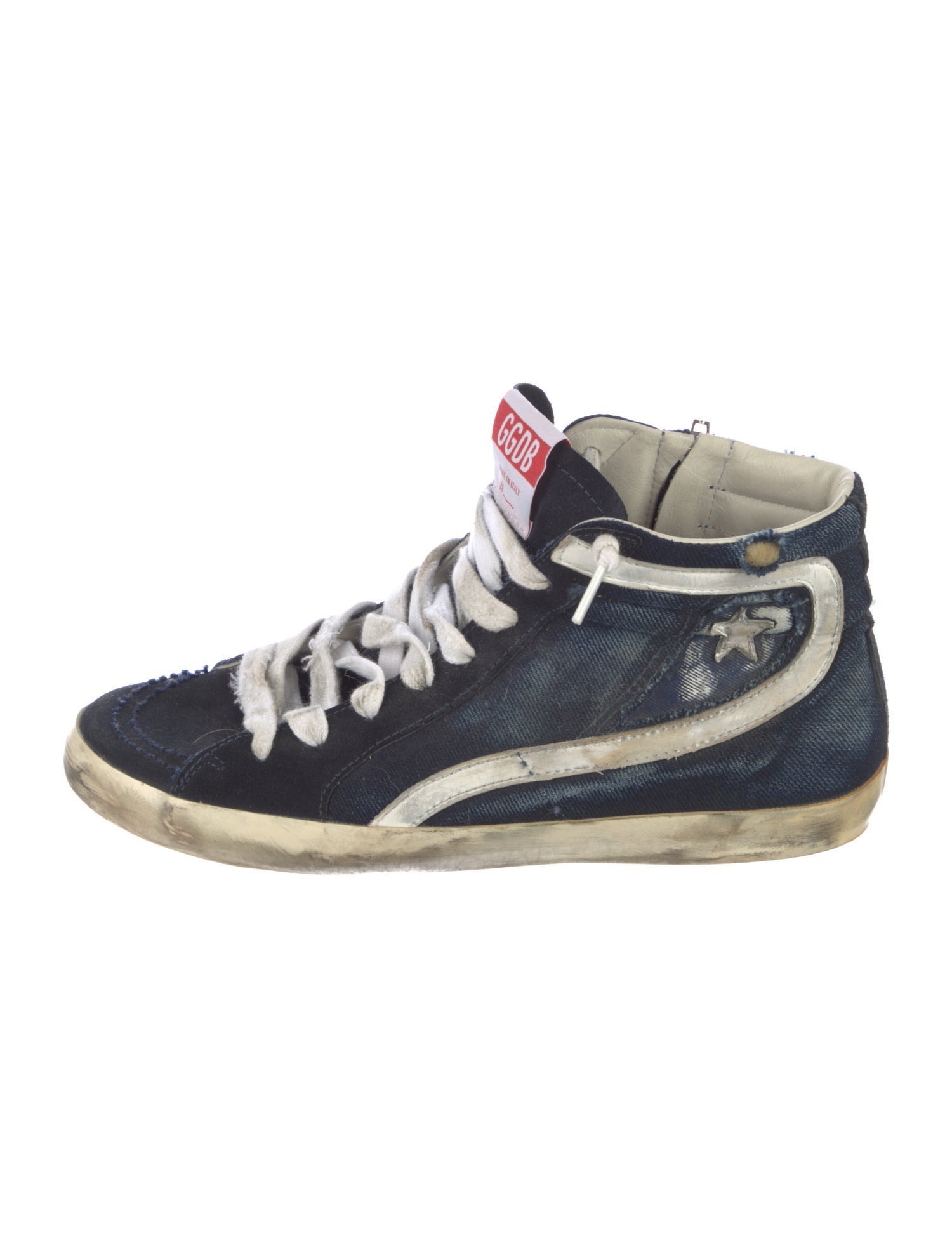 Golden Goose Denim Printed Wedge Sneakers
