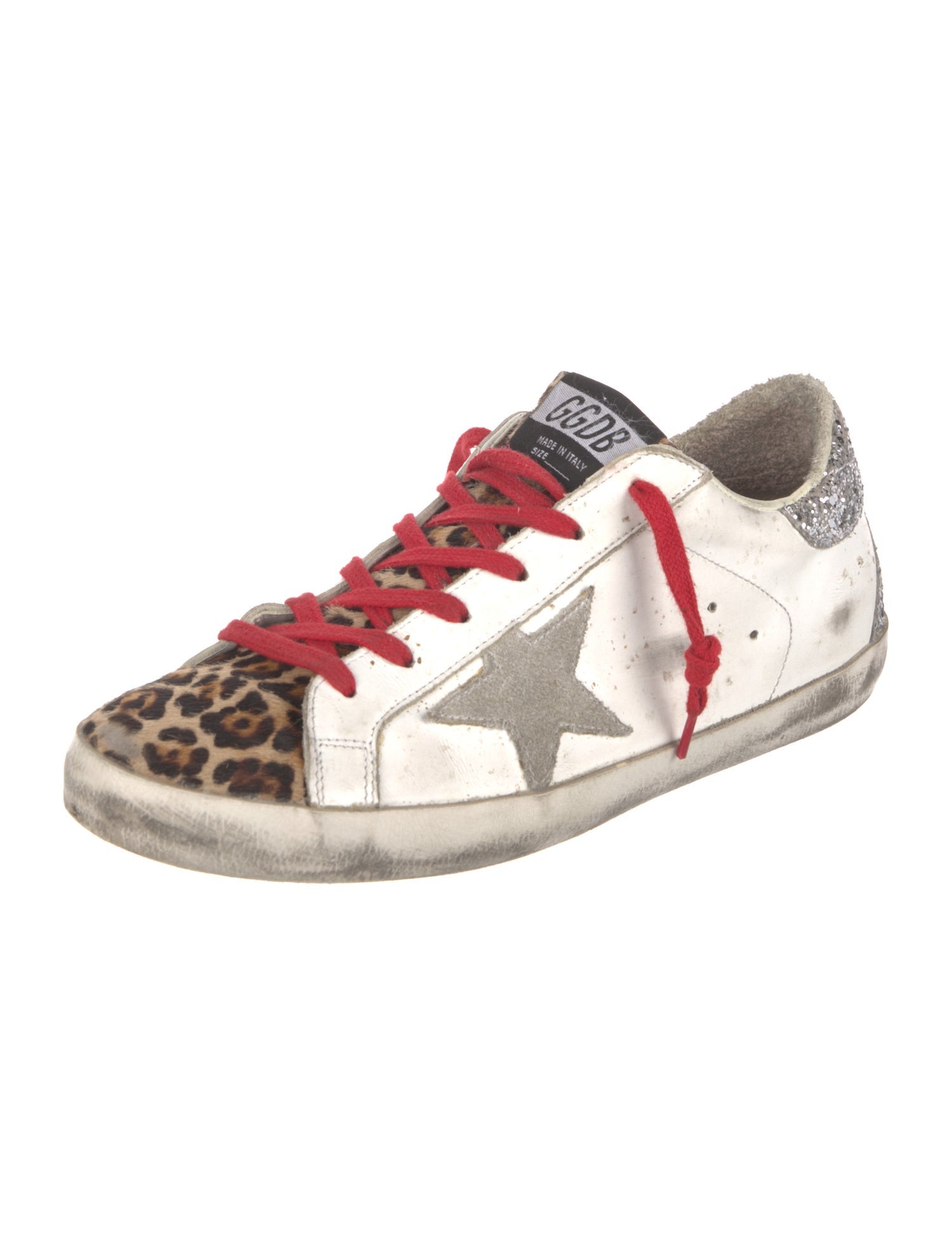Golden Goose Leather Animal Print Sneakers