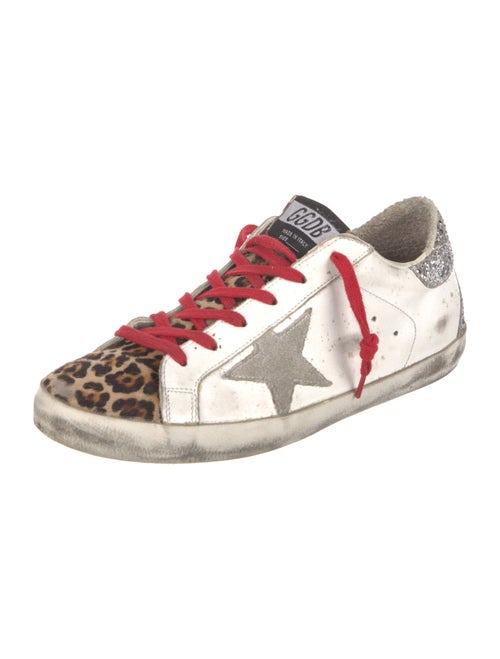 Golden Goose Leather Animal Print Sneakers