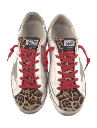 Golden Goose Leather Animal Print Sneakers
