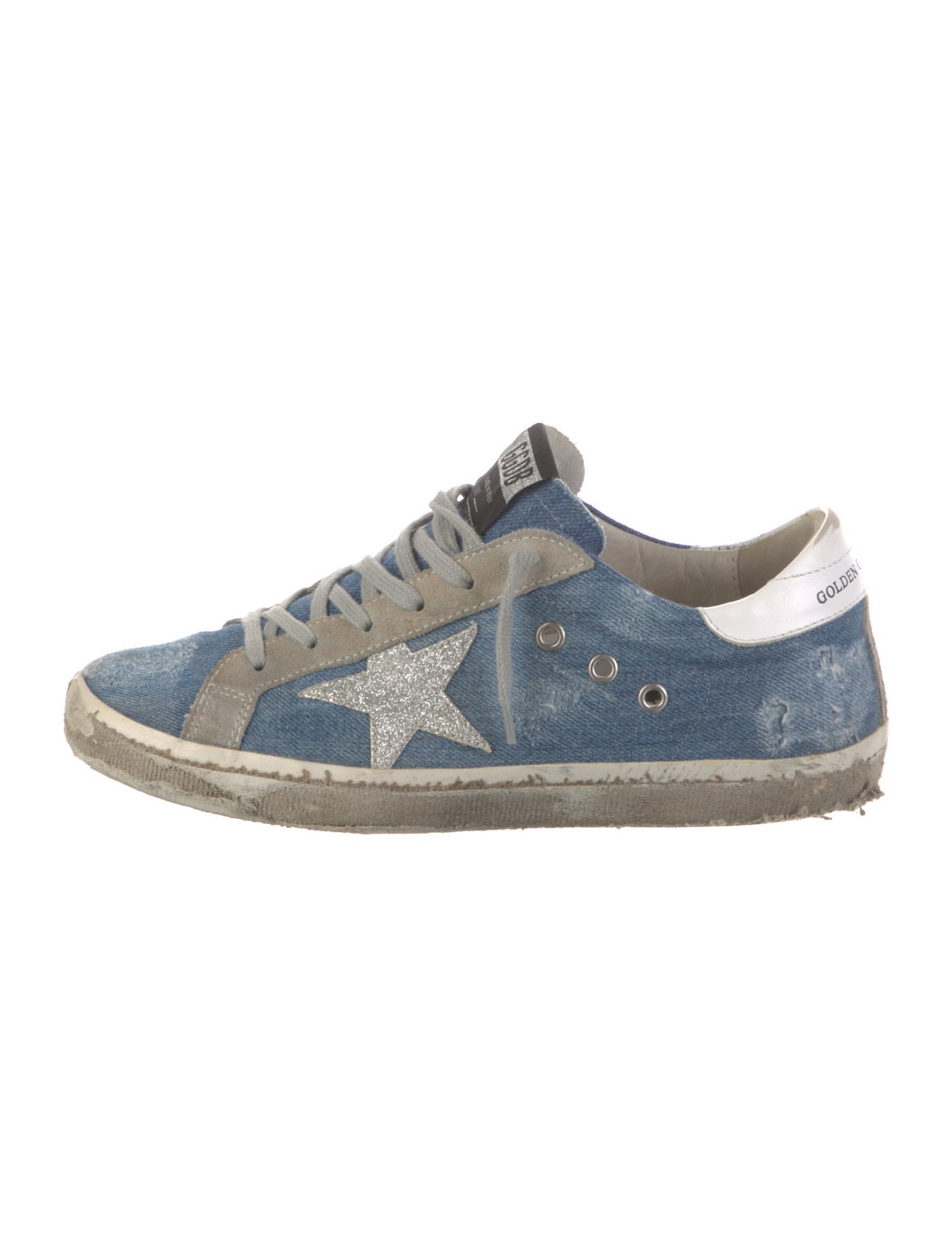 Golden Goose Denim Colorblock Pattern Sneakers