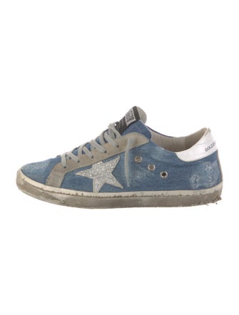 Golden Goose Denim Colorblock Pattern Sneakers