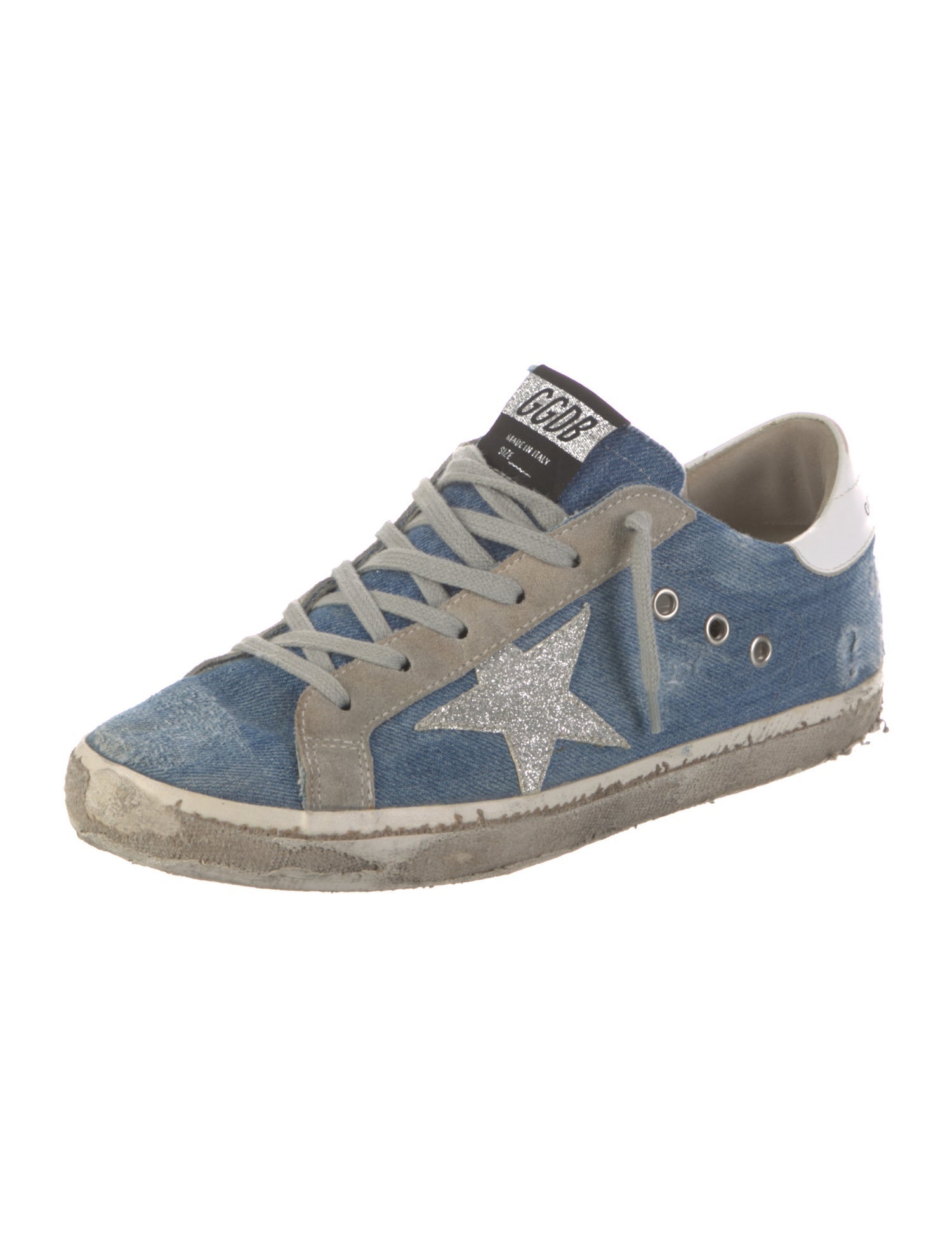 Golden Goose Denim Colorblock Pattern Sneakers