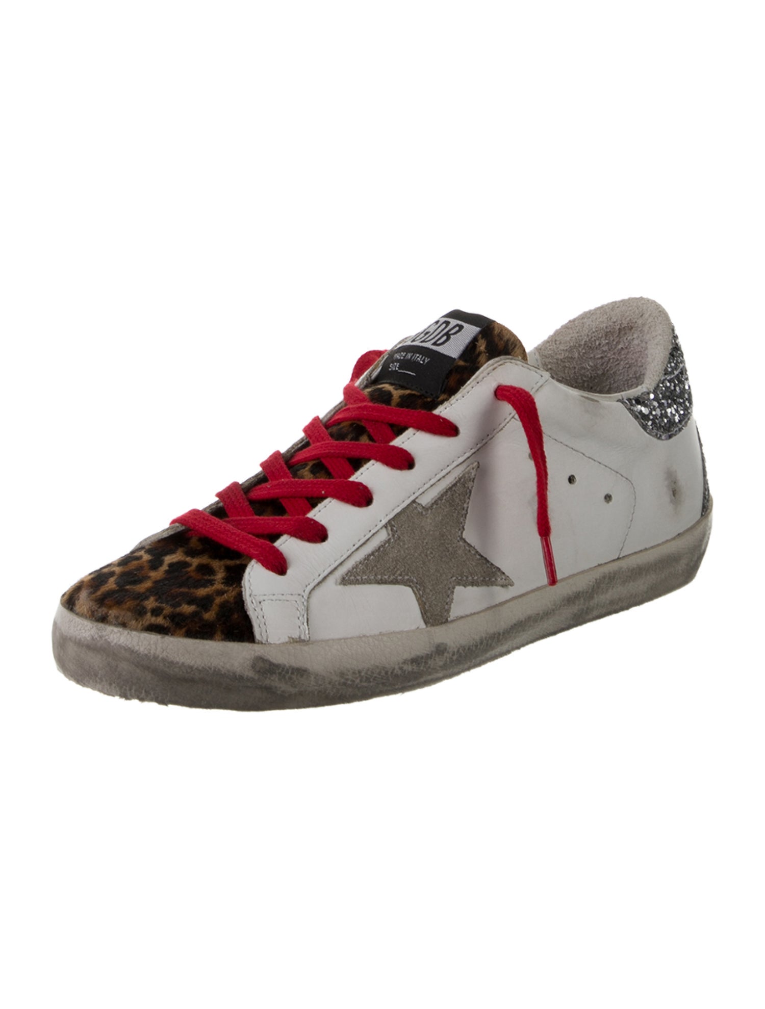 Golden Goose Leather Animal Print Sneakers
