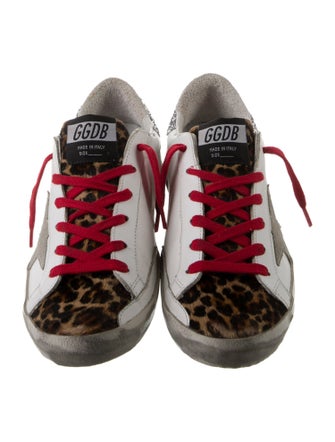 Golden Goose Leather Animal Print Sneakers