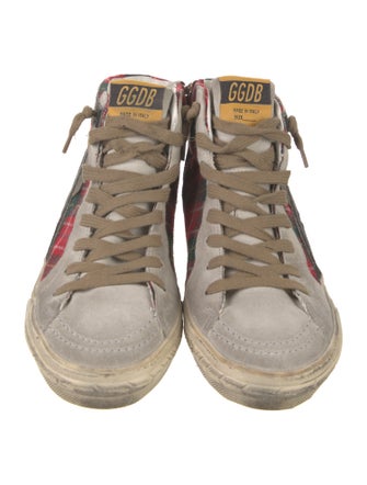 Golden Goose Suede Colorblock Pattern Wedge Sneakers