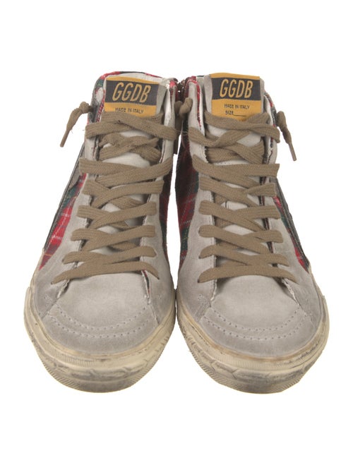 Golden Goose Suede Colorblock Pattern Wedge Sneakers