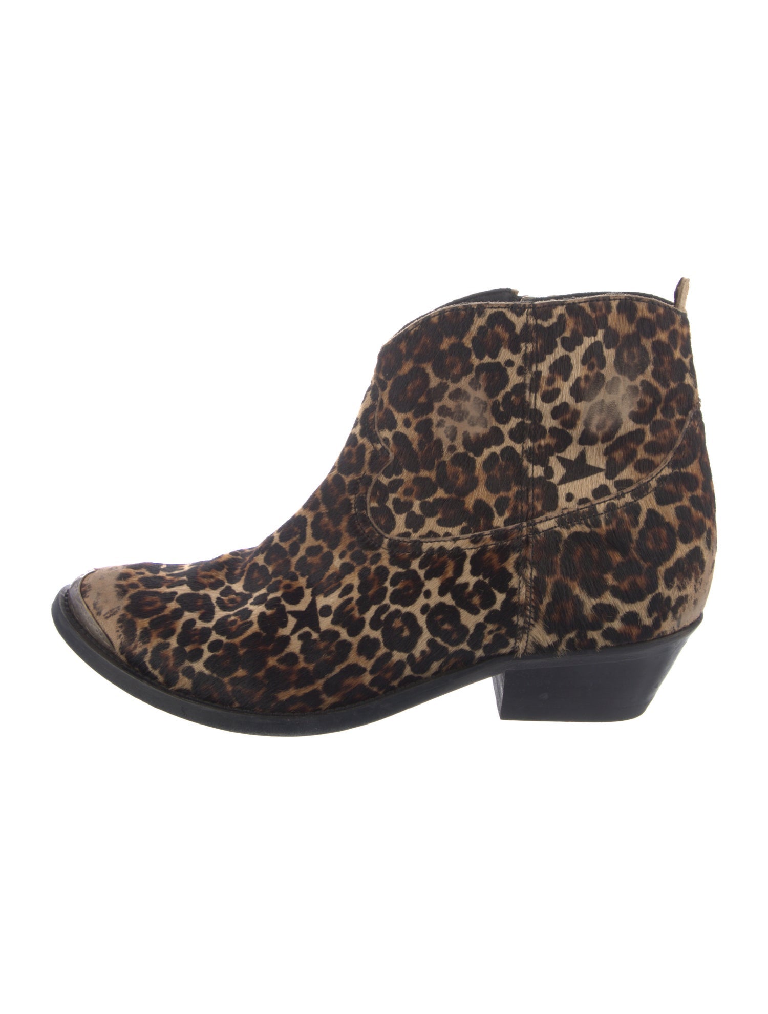 Golden Goose Ponyhair Animal Print Western Boots
