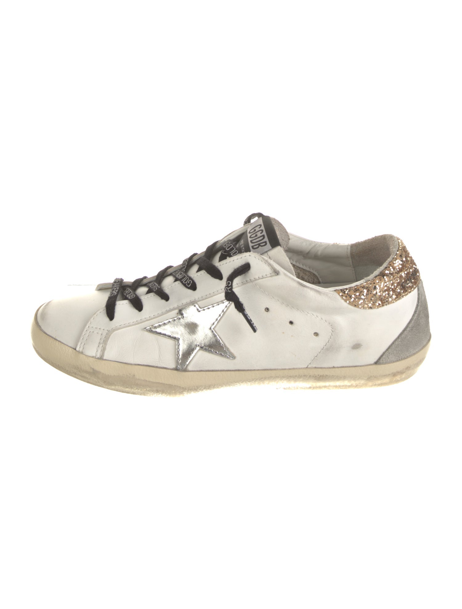 Golden Goose Leather Glitter Accents Sneakers