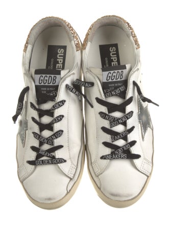 Golden Goose Leather Glitter Accents Sneakers