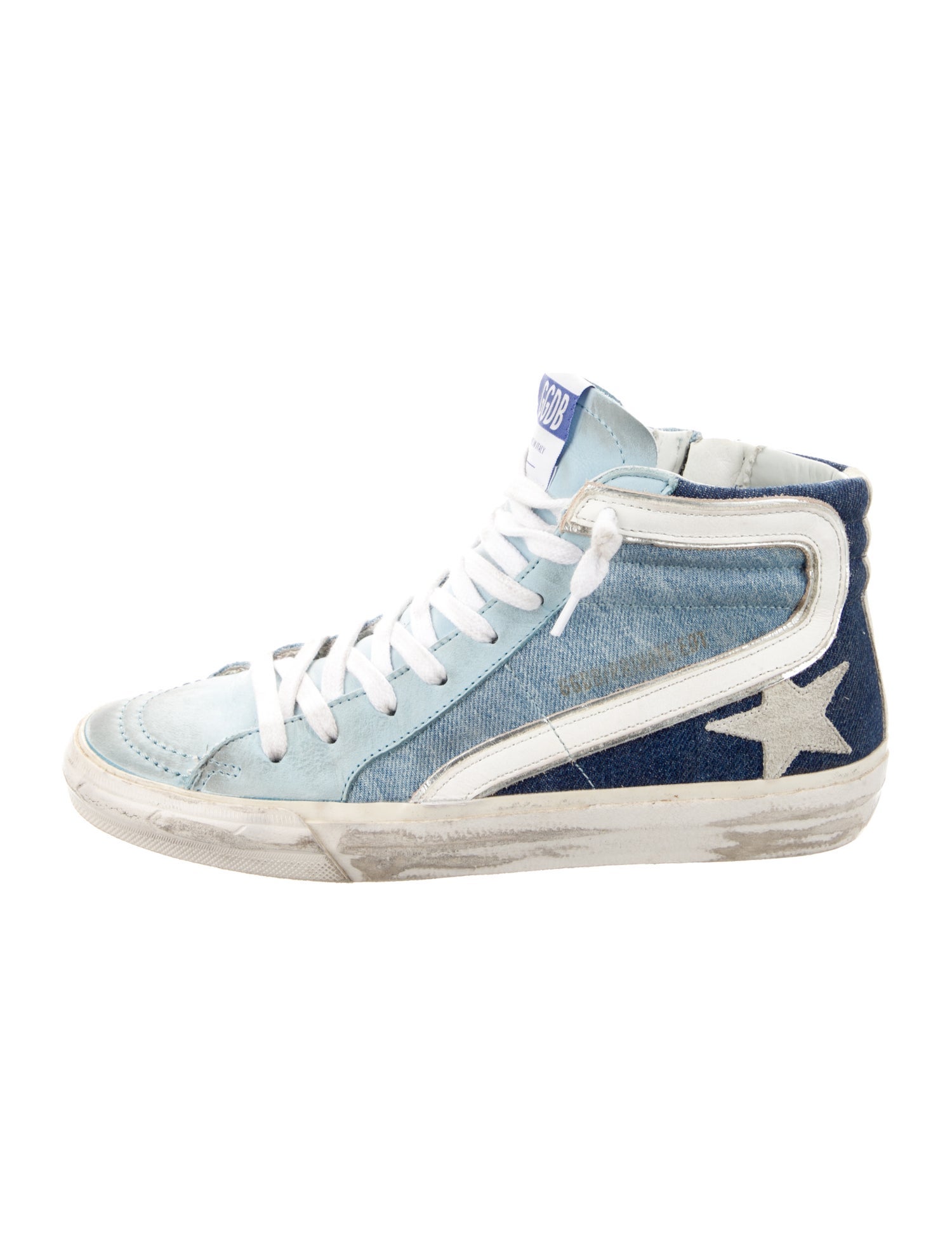 Golden Goose Denim Colorblock Pattern Sneakers