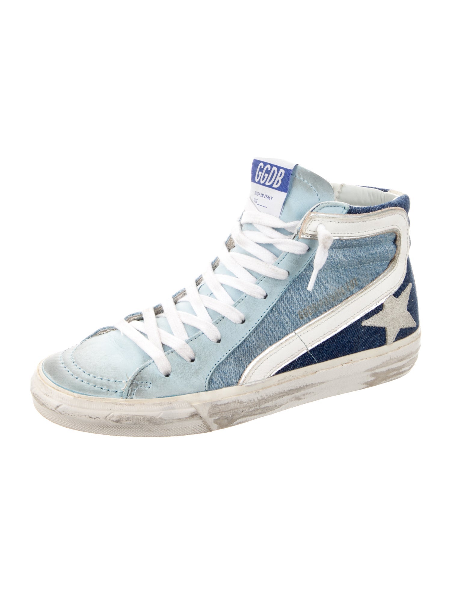 Golden Goose Denim Colorblock Pattern Sneakers