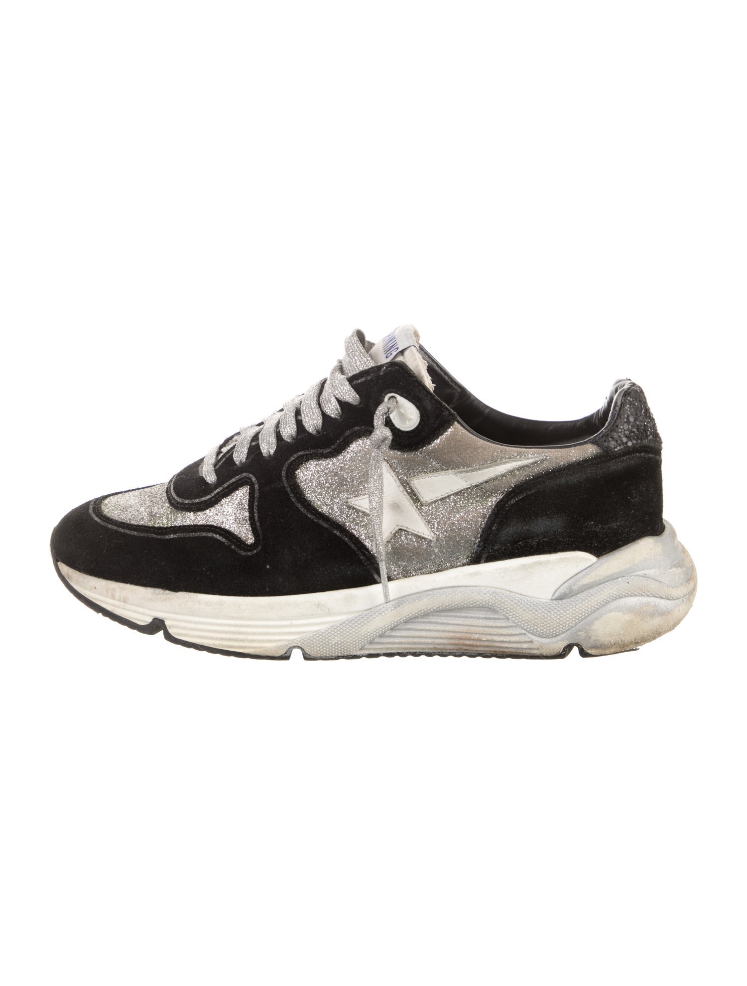 Golden Goose Suede Colorblock Pattern Athletic Sneakers