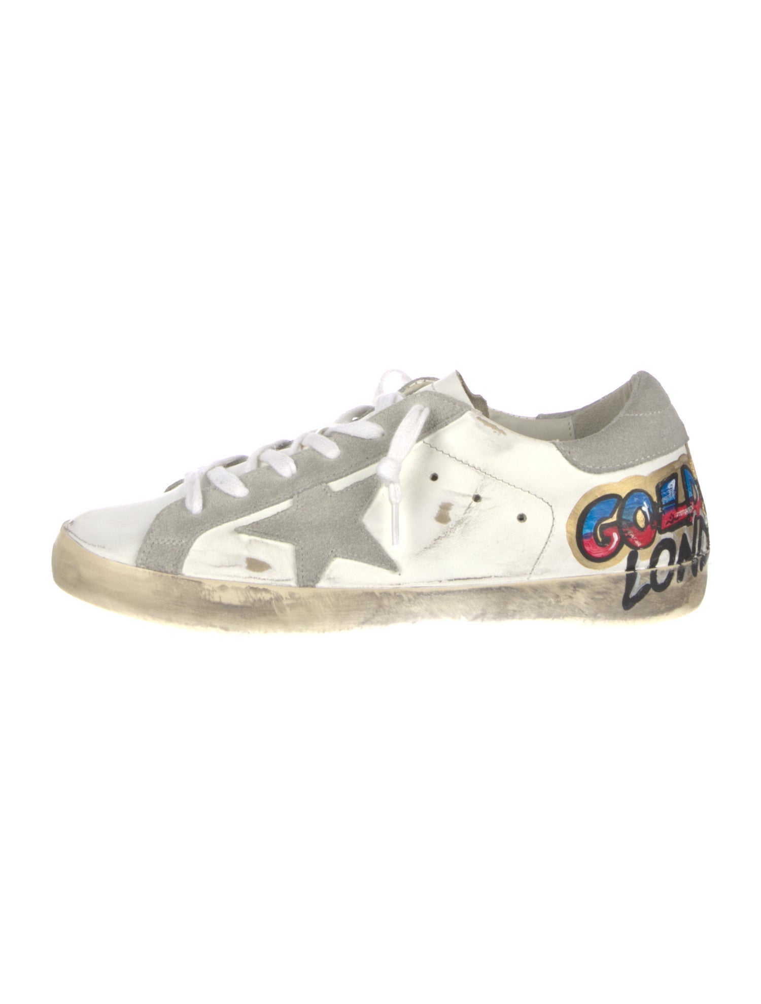 Golden Goose Leather Colorblock Pattern Sneakers