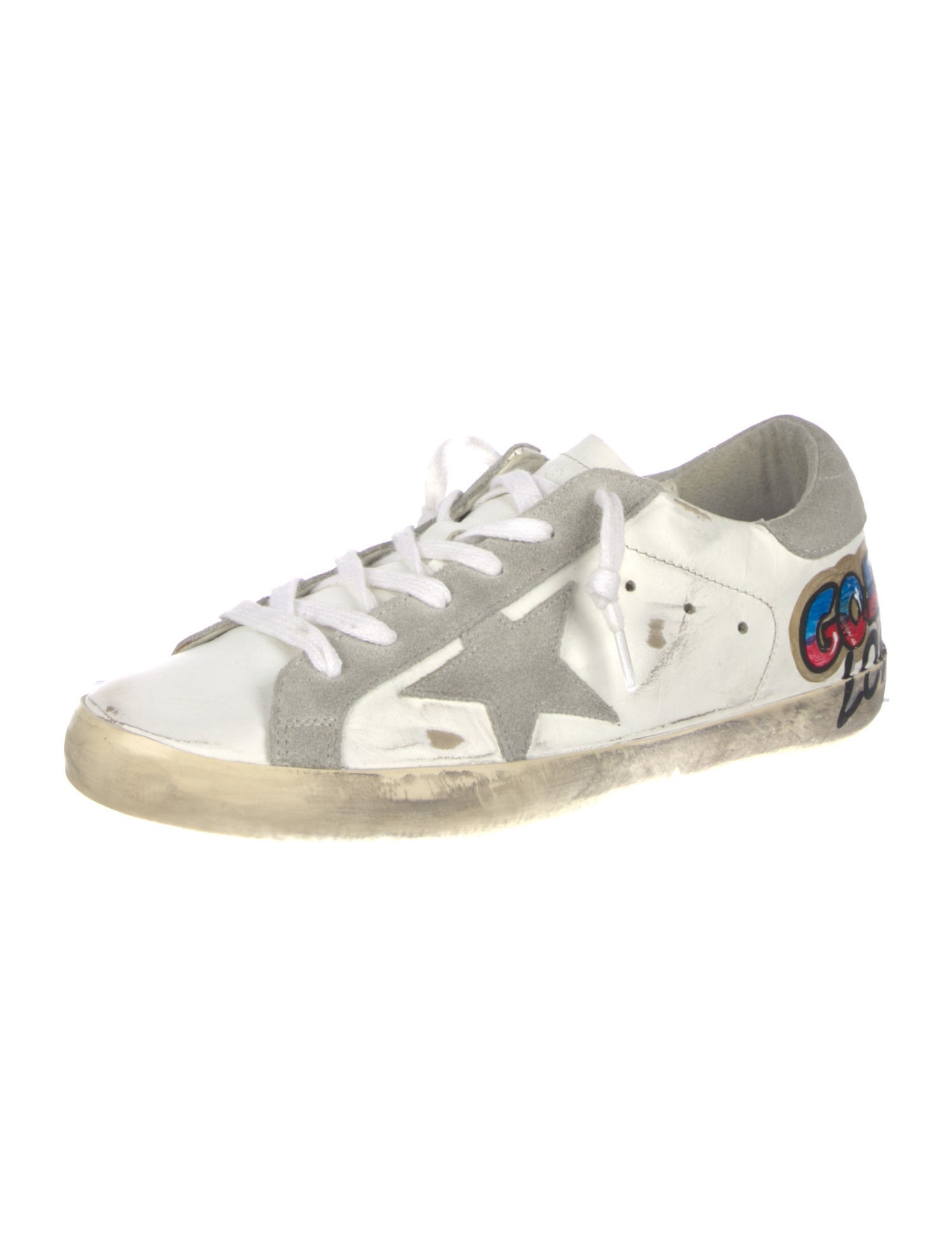 Golden Goose Leather Colorblock Pattern Sneakers