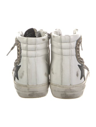 Golden Goose Leather Glitter Accents Sneakers