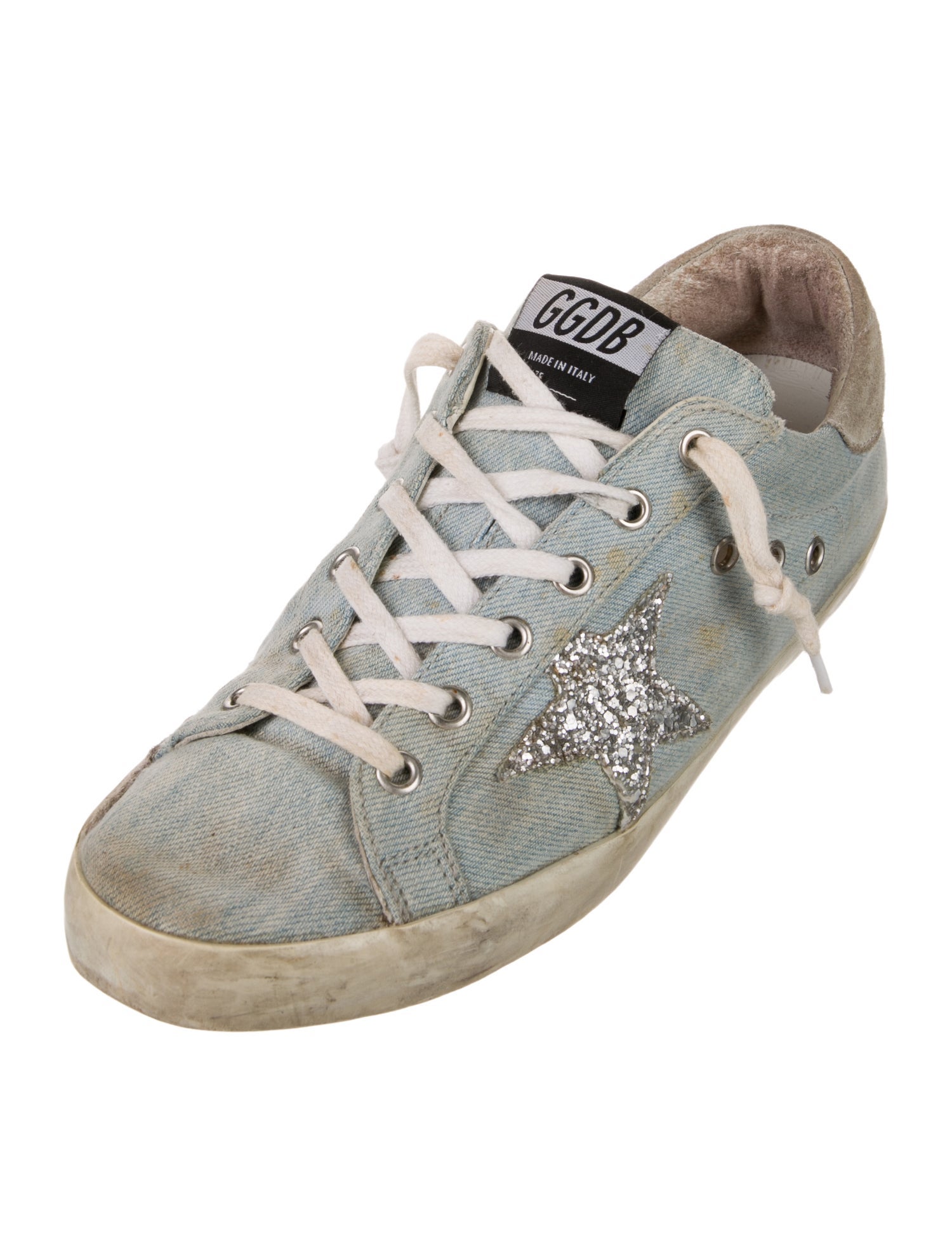 Golden Goose Denim Glitter Accents Sneakers