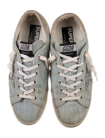 Golden Goose Denim Glitter Accents Sneakers