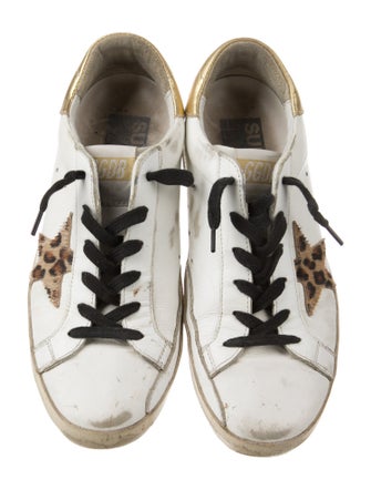 Golden Goose Leather Animal Print Sneakers