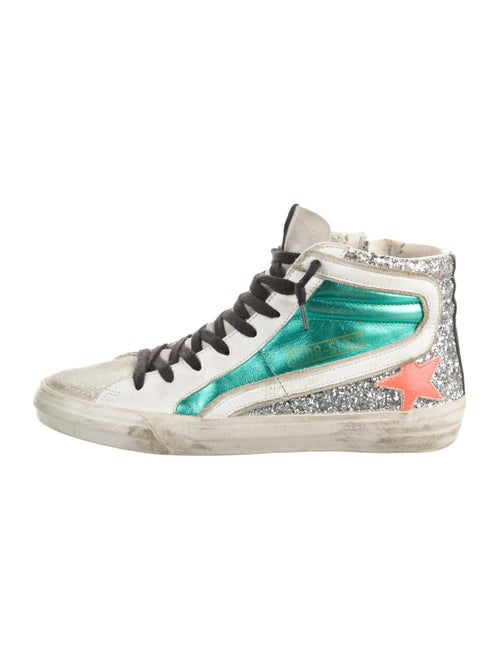 Golden Goose Leather Colorblock Pattern Sneakers
