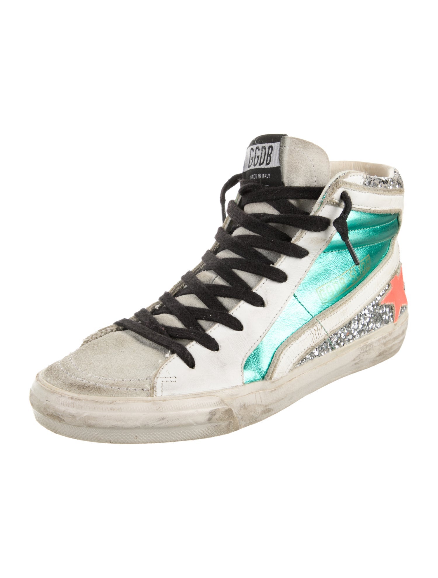 Golden Goose Leather Colorblock Pattern Sneakers