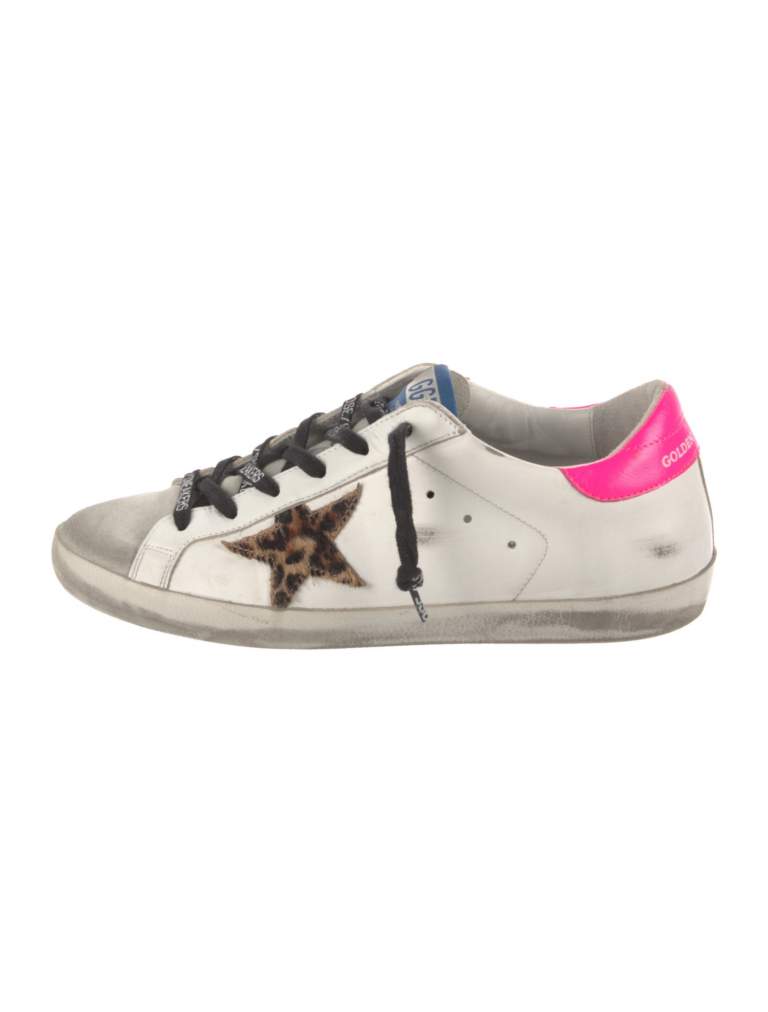 Golden Goose Leather Animal Print Sneakers