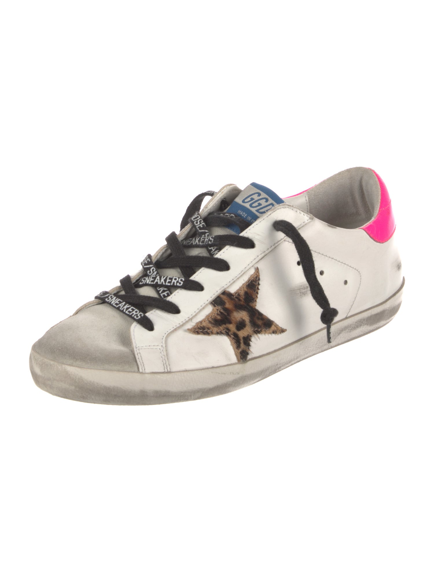 Golden Goose Leather Animal Print Sneakers