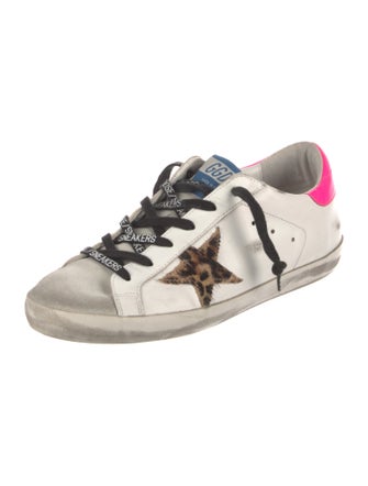 Golden Goose Leather Animal Print Sneakers