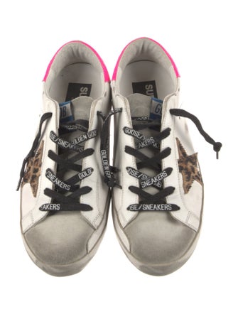 Golden Goose Leather Animal Print Sneakers