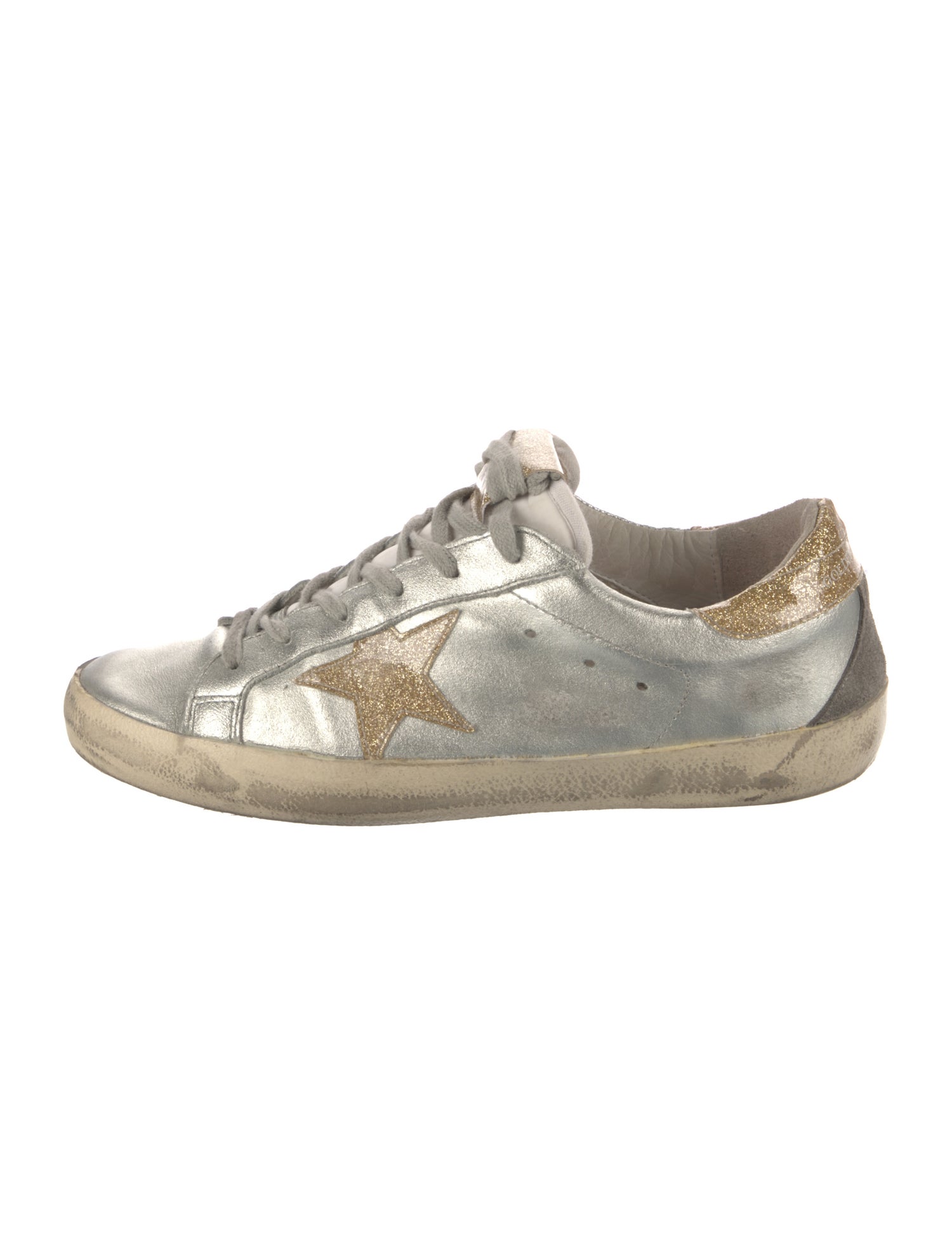 Golden Goose Leather Glitter Accents Sneakers