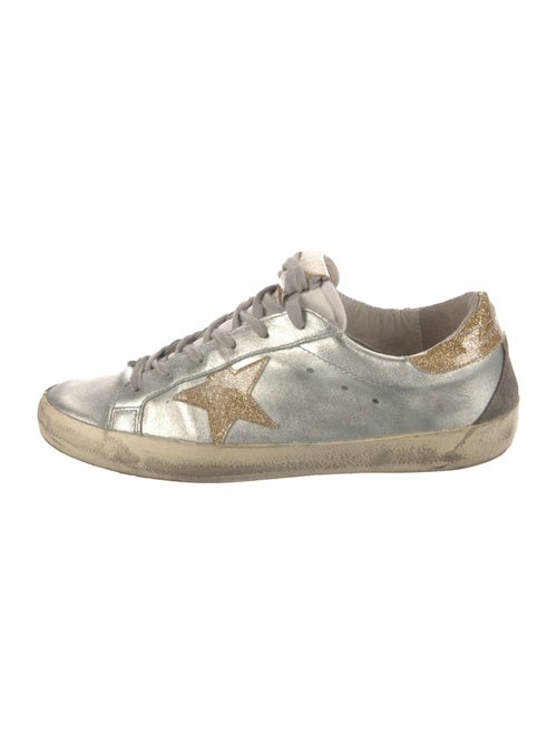 Golden Goose Leather Glitter Accents Sneakers