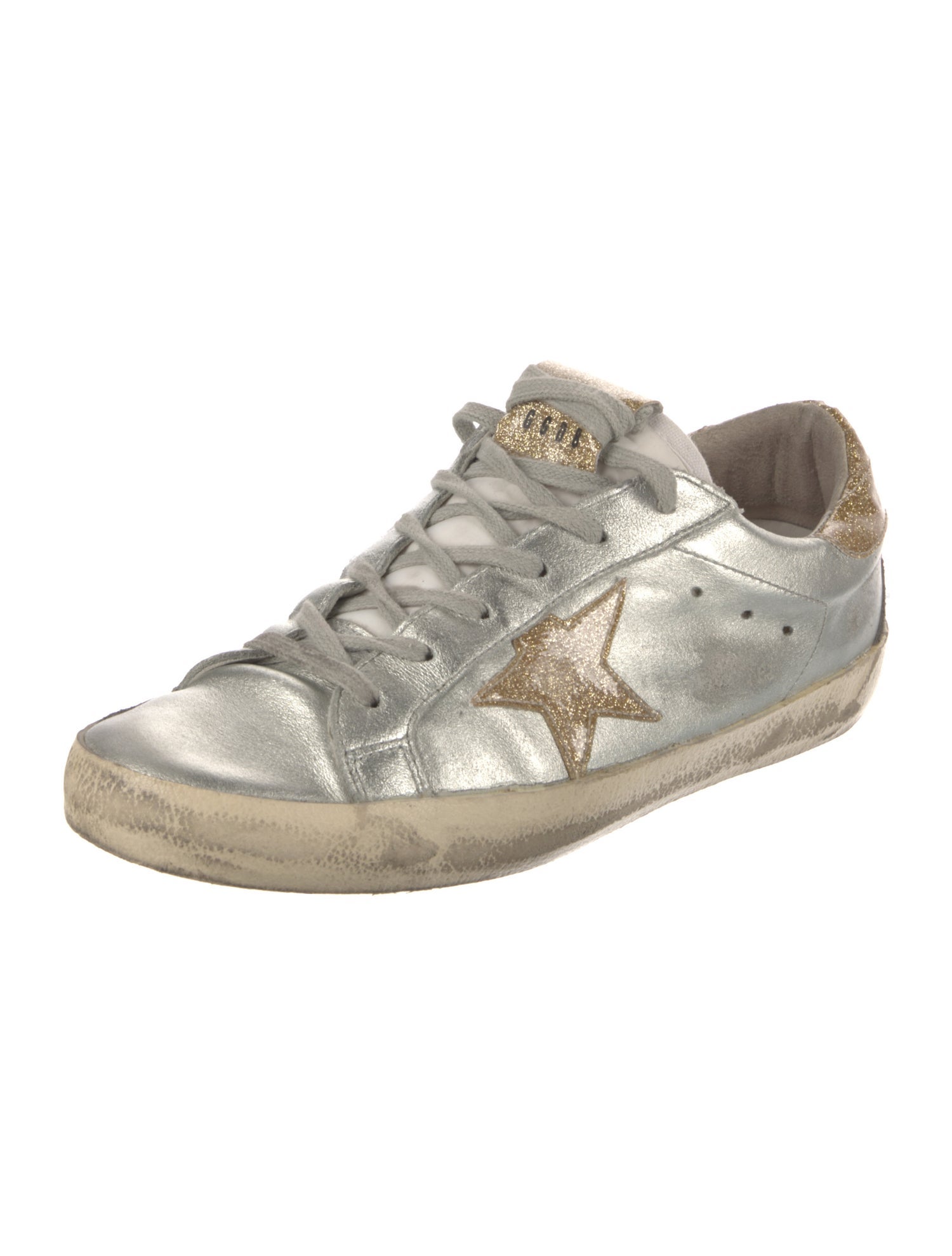 Golden Goose Leather Glitter Accents Sneakers