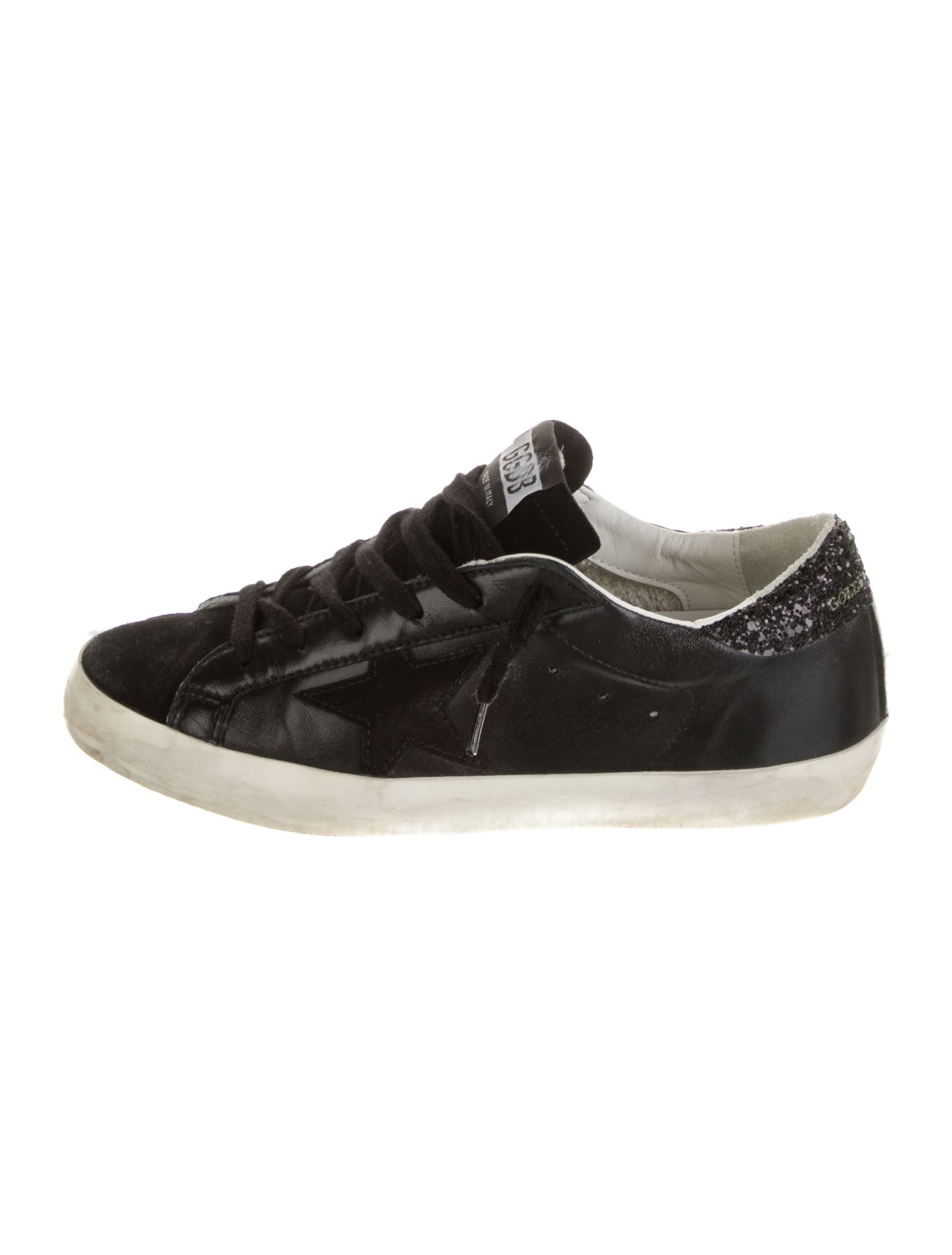 Golden Goose Leather Glitter Accents Sneakers
