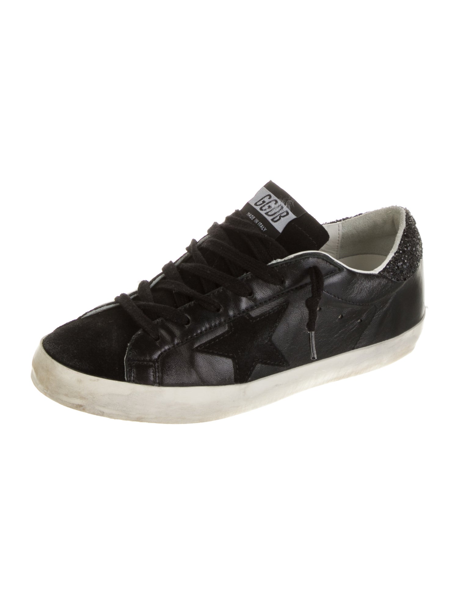 Golden Goose Leather Glitter Accents Sneakers