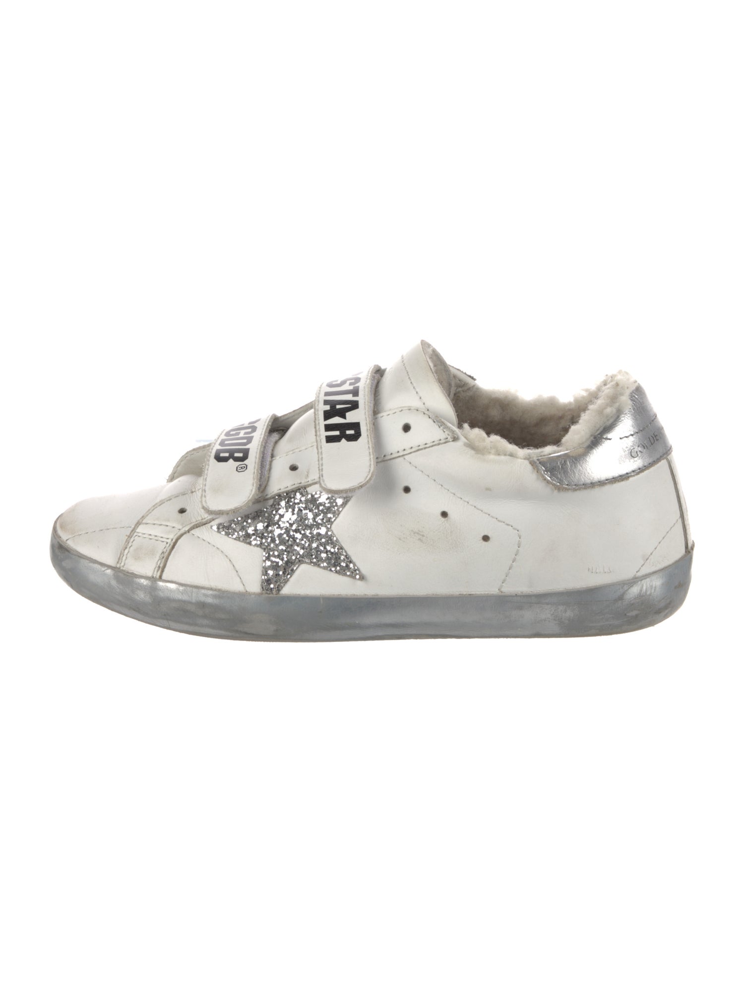 Golden Goose Leather Glitter Accents Sneakers