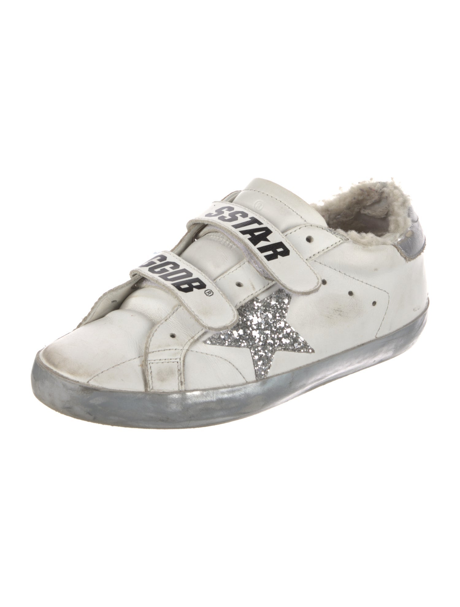 Golden Goose Leather Glitter Accents Sneakers