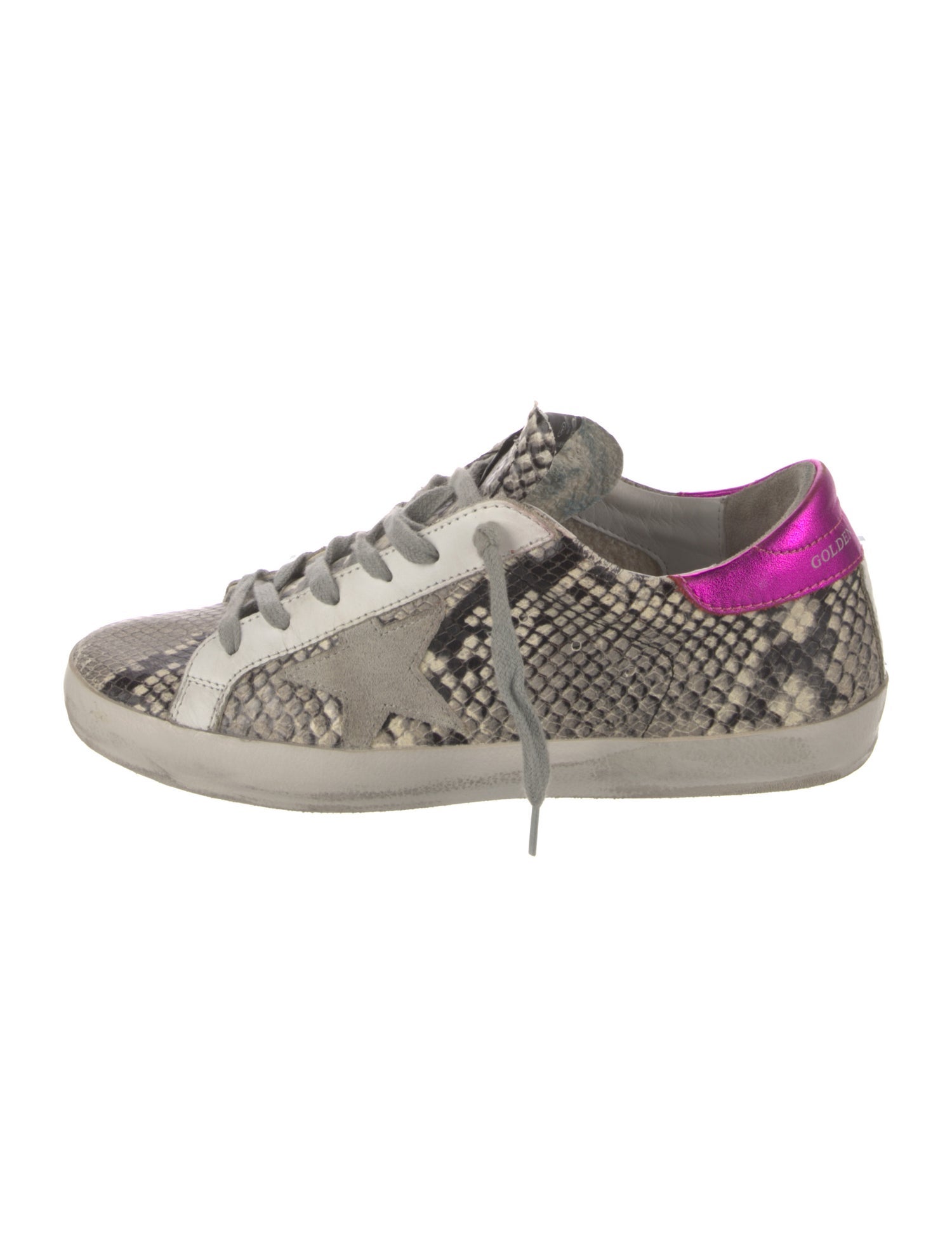 Golden Goose Leather Animal Print Sneakers