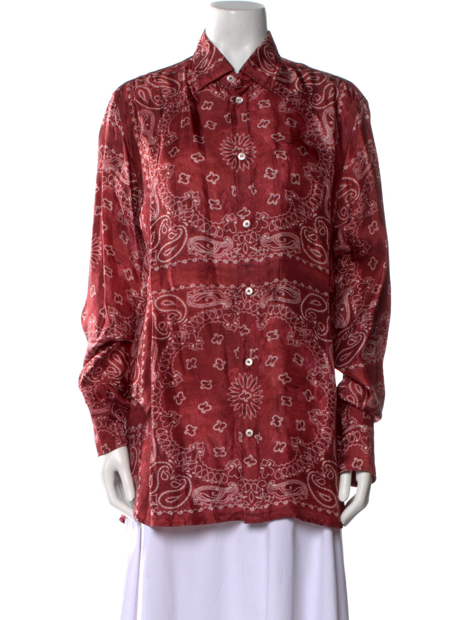 Golden Goose Printed Long Sleeve Button-Up Top