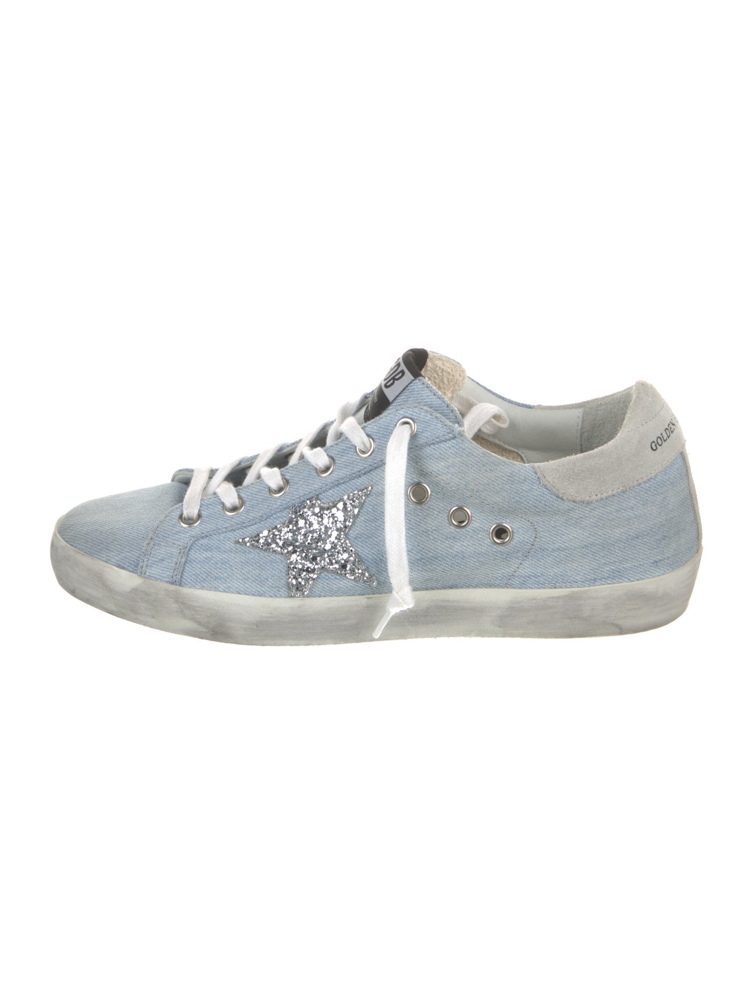 Golden Goose Denim Glitter Accents Sneakers