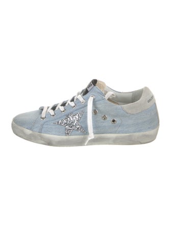 Golden Goose Denim Glitter Accents Sneakers