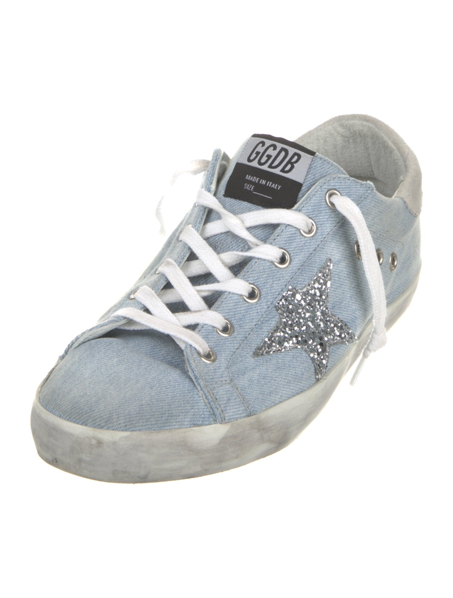 Golden Goose Denim Glitter Accents Sneakers
