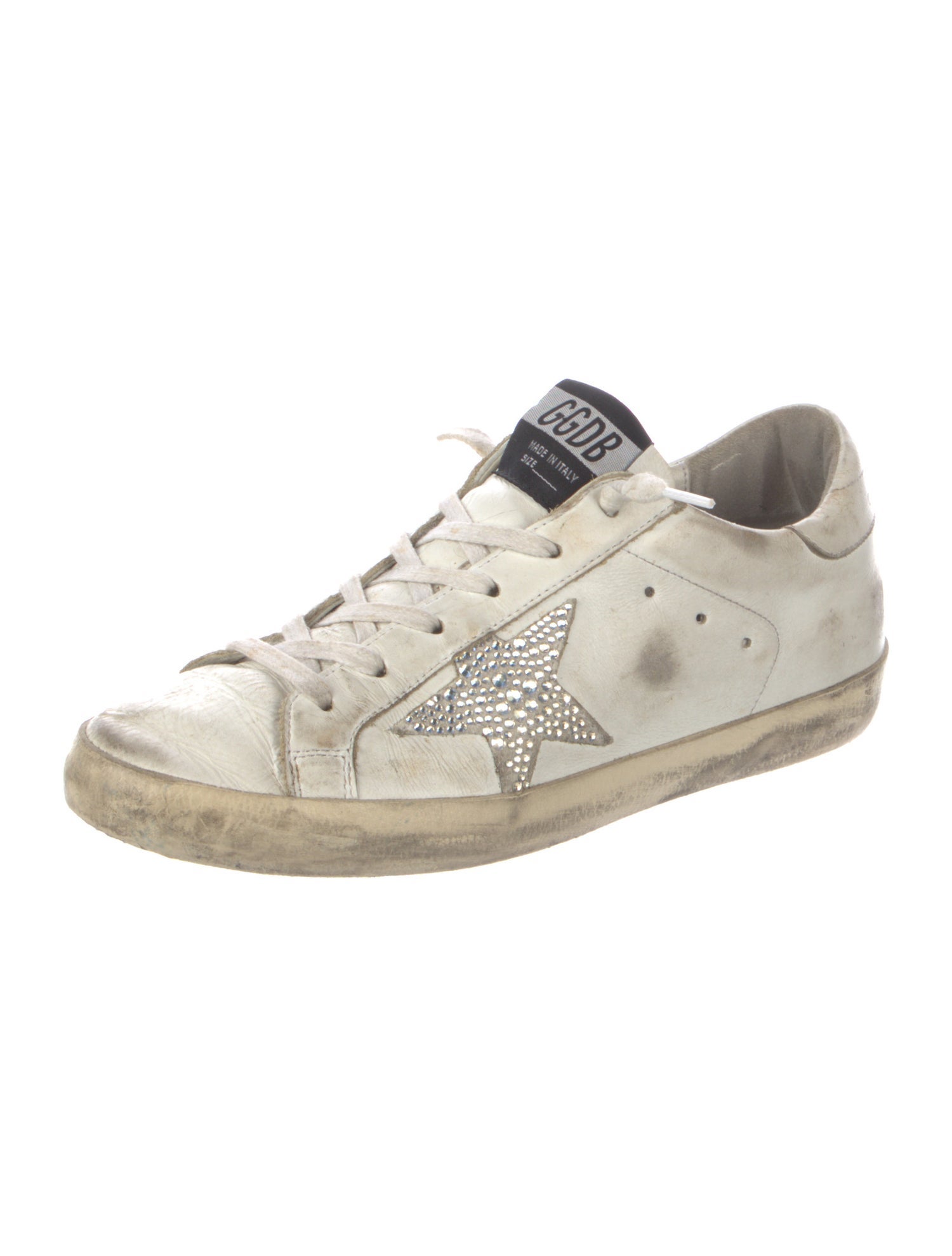 Golden Goose Leather Glitter Accents Sneakers