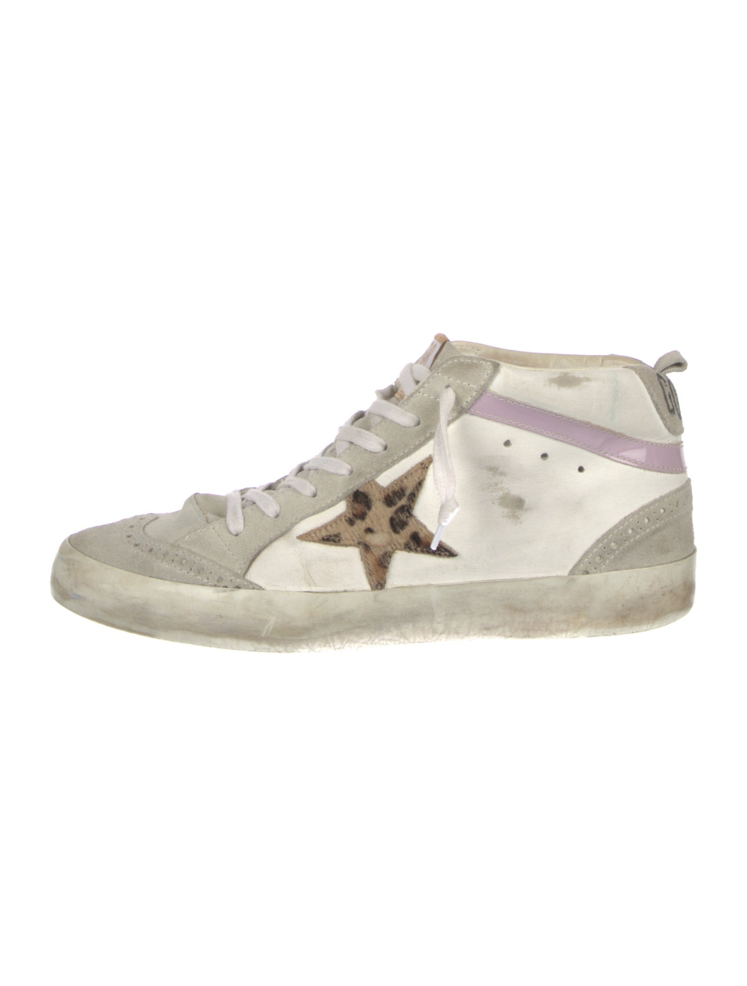 Golden Goose Leather Animal Print Sneakers