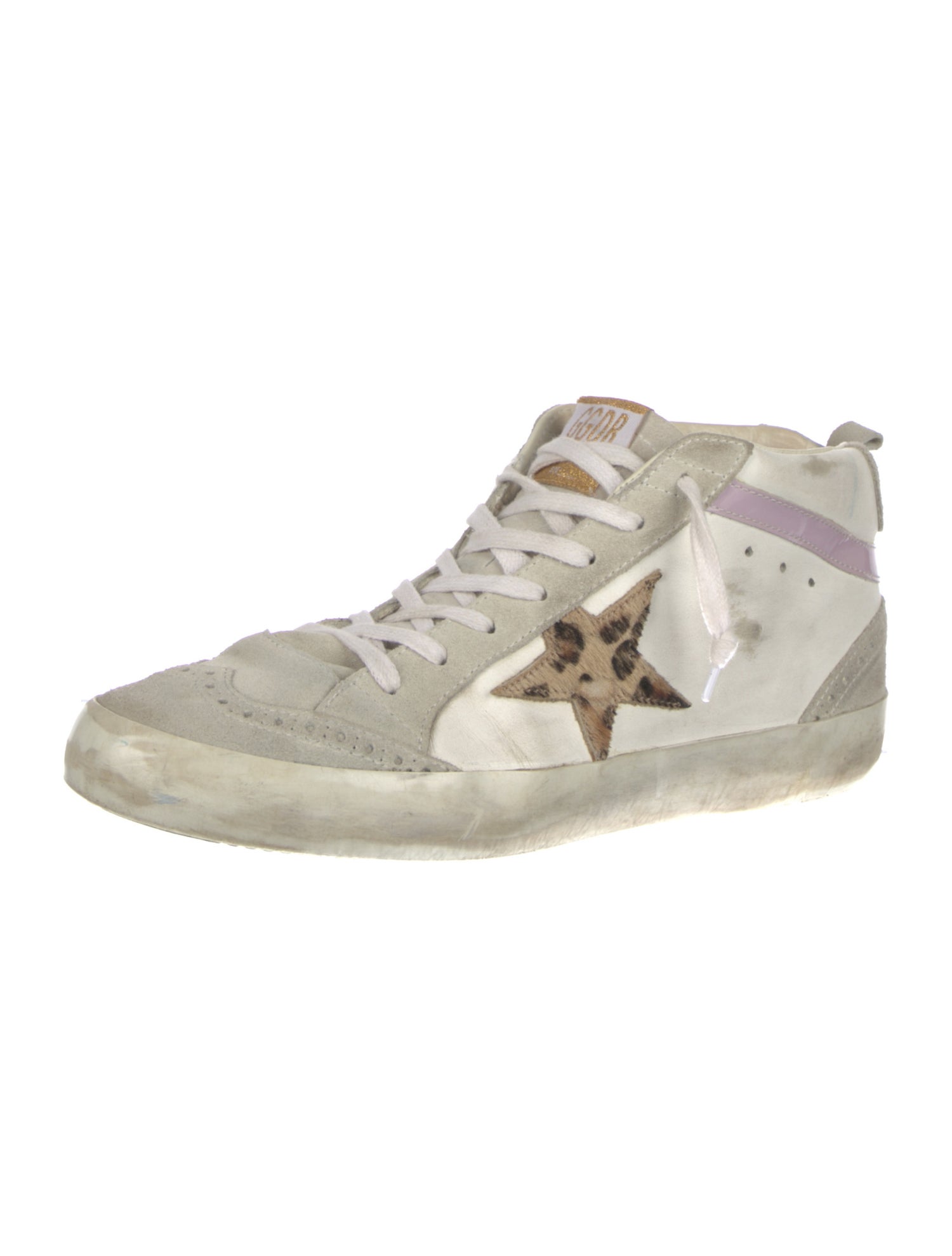 Golden Goose Leather Animal Print Sneakers