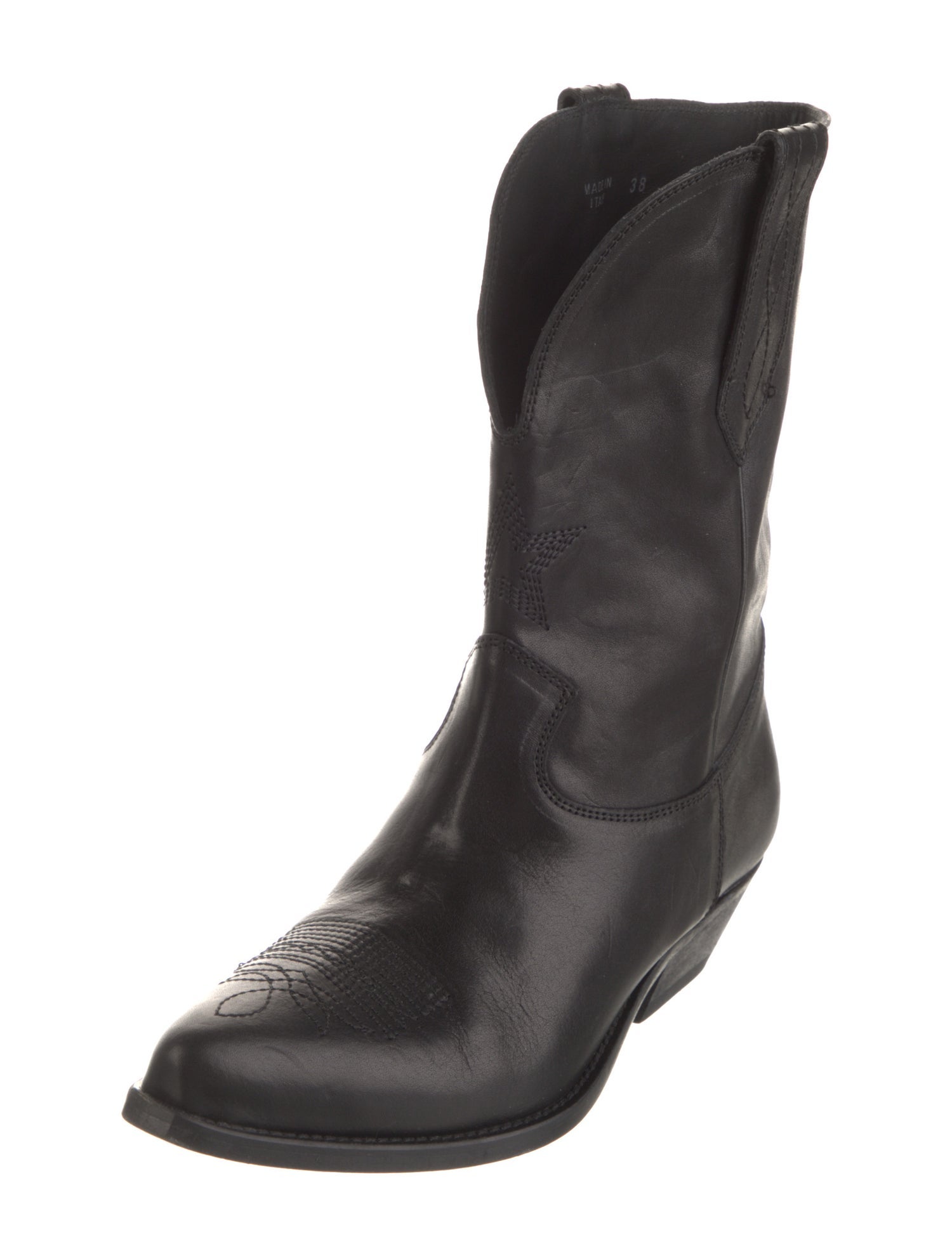 Golden Goose Leather Embroidered Accent Western Boots