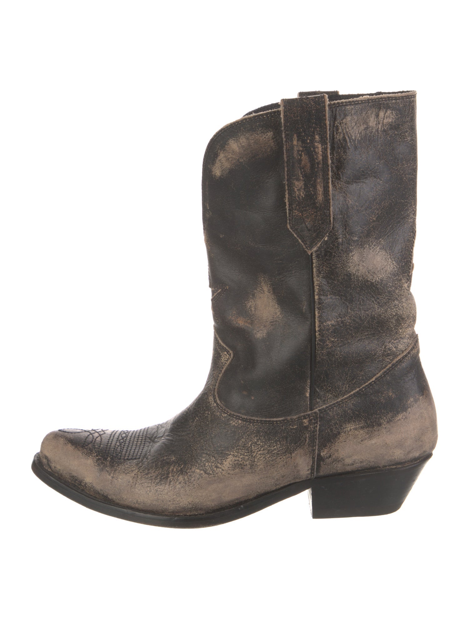 Golden Goose Leather Tie-Dye Print Western Boots