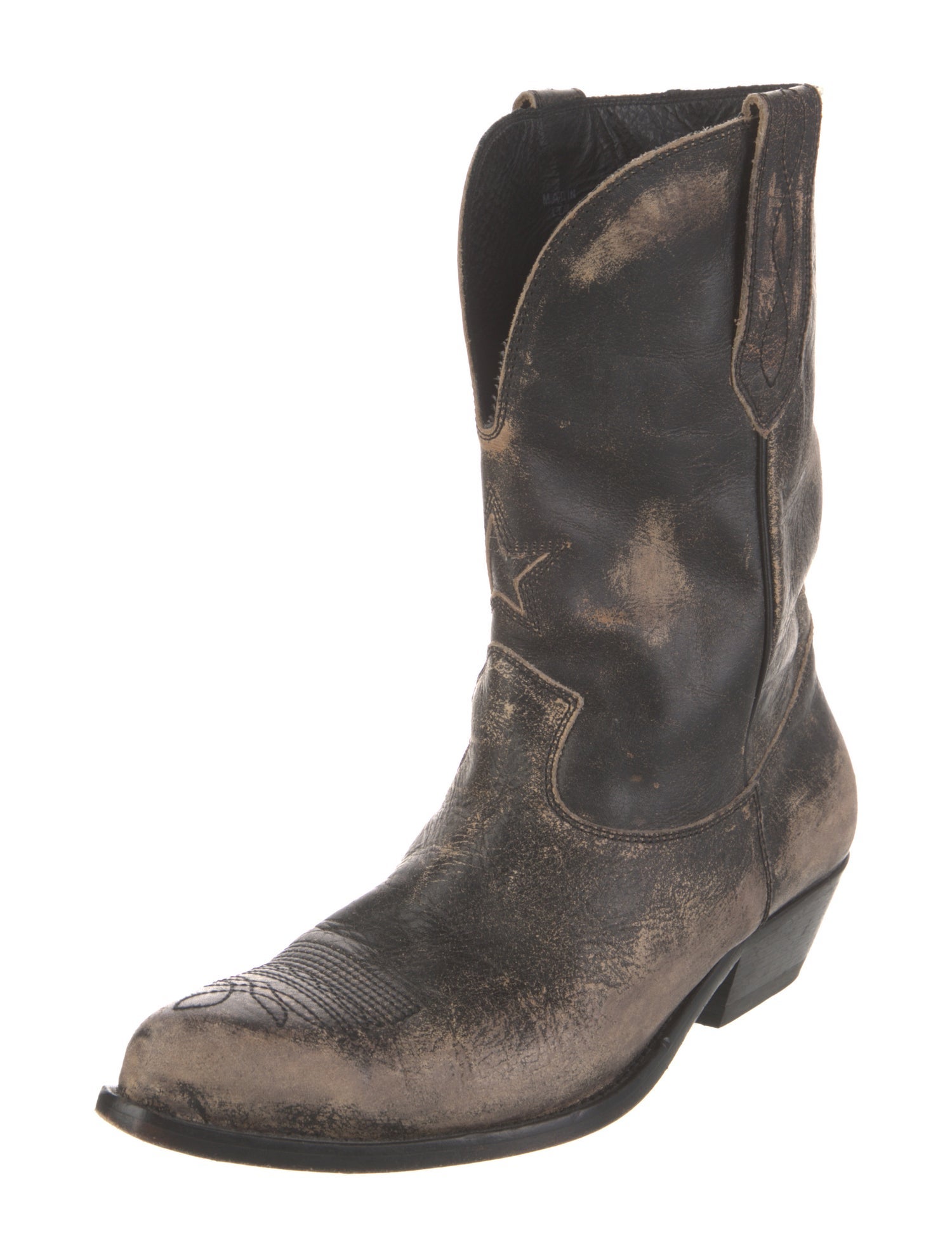 Golden Goose Leather Tie-Dye Print Western Boots