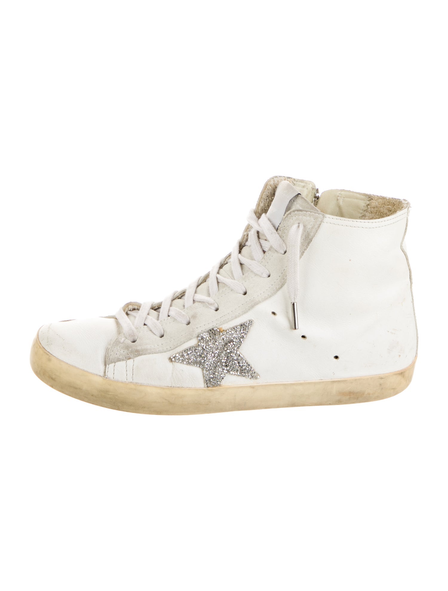 Golden Goose Leather Glitter Accents Sneakers