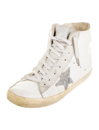 Golden Goose Leather Glitter Accents Sneakers